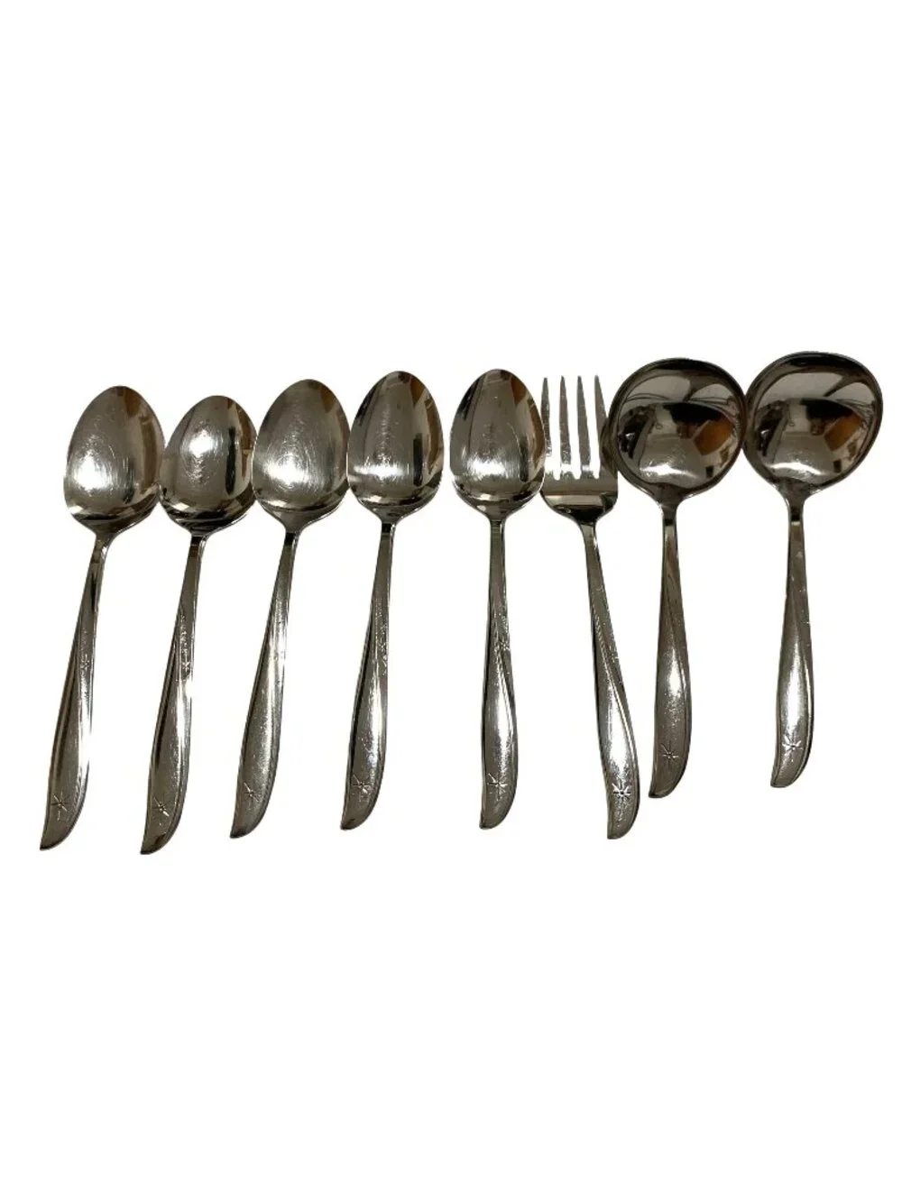 Oneida Community Stainless Serving Set Twin Star Atomic Starburst Pattern